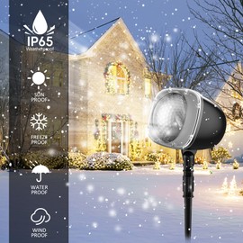Christmas Projector Lights Outdoor,Rotating Falling Snow Projection with Remote for Xmas Moving Points Landscape Lights for Home Indoor Yard Garden Party and for Show Club Pub Decorations(Snow Spots)