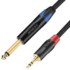 JOMLEY 3.5mm Jack to 6.35mm Jack Stereo Cable, 6.35mm (1/4") TS to 3.5mm (1/4") TRS Stereo Cable, 3.5mm TRS Stereo to 1/4" TS Mono Interconnect Adapter Cable - 2 Meters