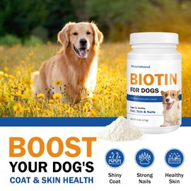 Biotin for Dogs, Supports Shiny Coat and Healthy Skin, Strengthens Dog Nails, Biotin Powder Supplement for Dog Shedding, Dry Skin Relief for Dogs, 6 oz
