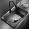 ARTLINE Black Kitchen Sink, Stainless Steel Single Bowl Sink, Drop