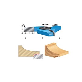 Amana Tool - 980 Carbide Tipped 3-Wing Raised Panel Back Cutter with Ball Bearing Rub Coll