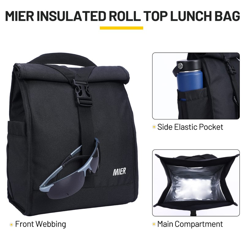 MIER Insulated Lunch Bag Roll Top Lunch Box for Women