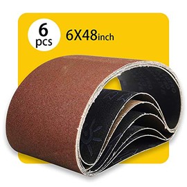 6 x 48 Inch Assorted Sanding Belts | Premium Aluminum Oxide Sanding Belt Assortment | Premium Sander Sandpaper – 6 Pack, 2 each of 80/120 / 150 Grit