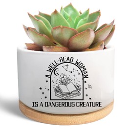 WSLCHOVE Funny Book Lovers Gifts for Women, Succulent Plant Pot, Flower Cactus Planter, Bookshelf Office Desk Decor, Reading Gifts for Women Friend Bookish Bookworm (Plants Not Included)