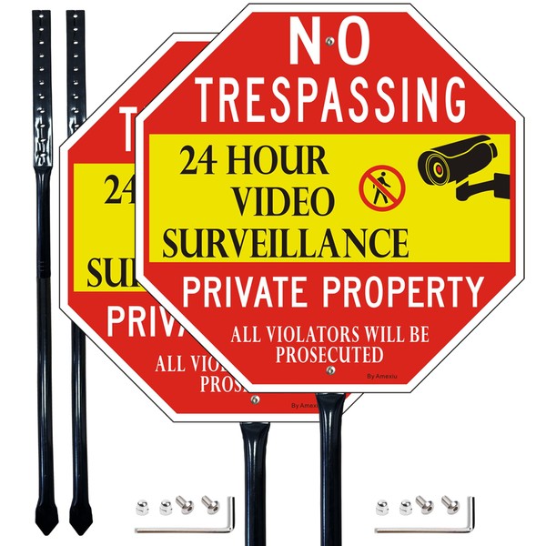 2 Pack Large No Trespassing Sign Private Property Sign with