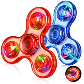 Gigilli Fidget Spinners 2 Pack, LED Light up Fidget Toys for Kids & Adults, Crystal Hand Spinner Glow in the Dark Fidget Toys, Birthday Classroom Prizes for Kids 4-8-12,Stress Relief Anti-Anxiety