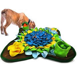 Dogs Snuffle Mat Pet Feeding Mats Puppy Sniffing Pad ,Cat Doggies Interactive Puzzle Toys for Multiple Breeds Encourages Natural Foraging Skills,Training and Stress Release (Blue-01)