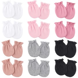 BQUBO 12 Pairs Baby Mittens Newborn Infant Toddler Mittens No Scratch Cotton Elastic Wrist Gloves Hypoallergenic for Baby Boys Girls 0-6 Months