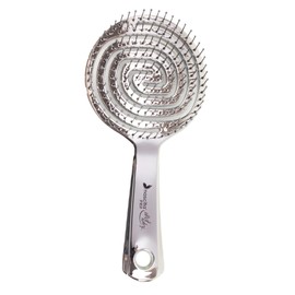 nascita Hair Brush without Pulling for Women, Men & Children, Detangling Brush for Curls, Long & Wet Hair, Sustainable Detangler Brush with Spiral Spring with 3D Flexi Design, Hair Brush Shiny Silver