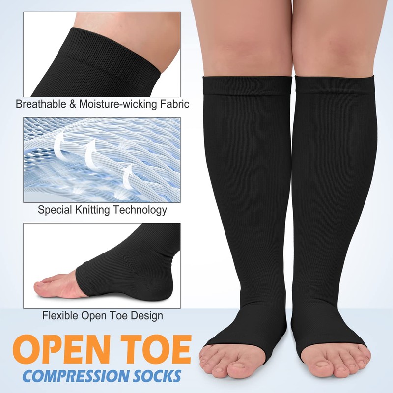 3 Pack Open Toe Compression Socks for Women and Men,