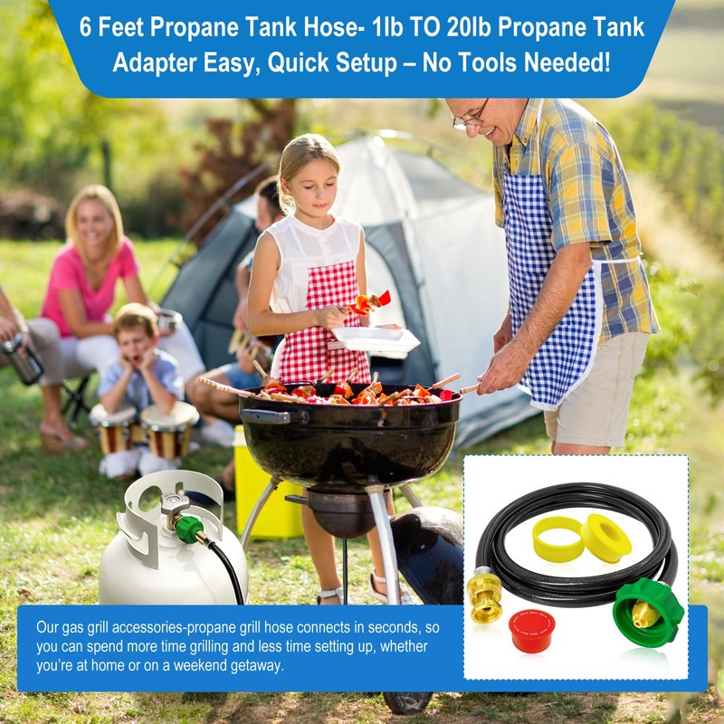 6FT Propane Hose Adapter for Weber Travelev Grill,1lb to 20lb