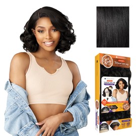 Sensationnel Curls Kinksandco Kinkyedges Wig - Kinky Barrel Curl 12 Inch Y Part Lace Natural Kinkytexture Edged Hairline for Natural 3C to 4C Hair Textures (1 JETBLACK)