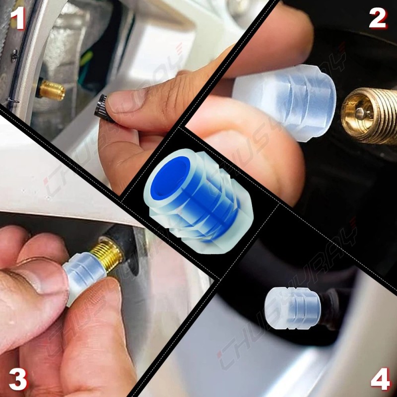 CHUSYYRAY Luminous Tire Valve Cap Stem Lights Glow in the