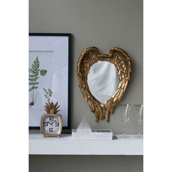 Strawberry Fairy 22" x 16" Gold Wing Accent Mirror, Contemporary
