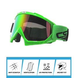 CRG Sports Motocross ATV Dirt Bike Off Road Racing Goggles ORANGE T815-7-6 T815-7-6 - Parent (Multi-color lens green frame)