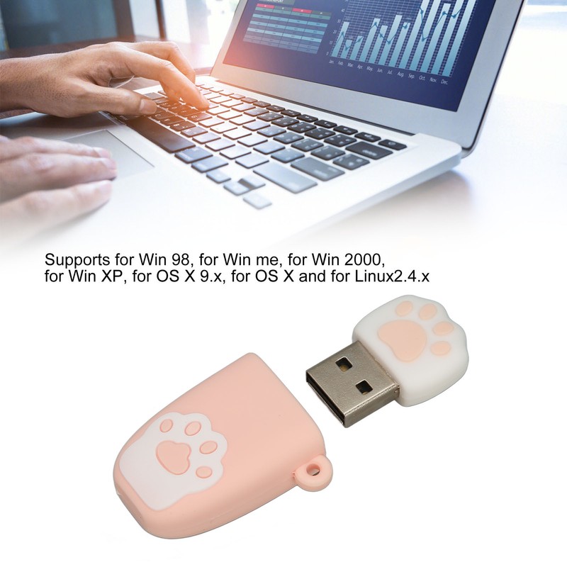 U Disk USB2.0 Hot Swap Cat Paw Shape Cartoon Style