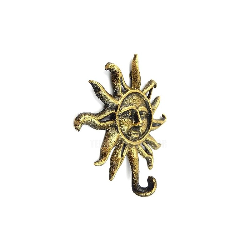Vintage Sun Face Key Holder Hook Cast Iron Wall Mounted