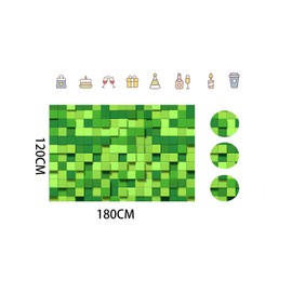 ZZBYSM 6X4FT Cube Pattern Photo Backdrop Green Square Party Photography Background Event Decoration Backdrop Cartoon Theme Birthday Party Wedding BY316