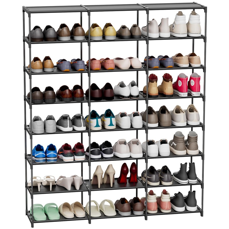 SMILHELTD Large Shoe Rack 3 Row 8 Tier 40-60 Pairs