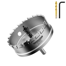 Mollom (100mm | 3-15/16'') Heavy Duty Carbide Hole Saw with 2 Pilot Drill Bits, Hole Cutter cuts Stainless Steel, mild Steel, Iron, Copper, Brass, Plastic