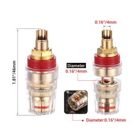 Facmogu 4PCS Black & Red Heavy Duty 5-Way Binding Post Banana Jacks 4mm, 24K Gold Plated Sold Brass Insulated Binding Post Banana Plugs, Speaker Amplifier Bindling Post Terminal Connectors - Short