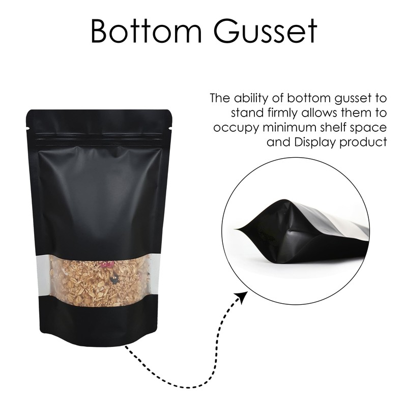 50pcs Window Standup Bags With Window, Resealable Food Bags Ziplock