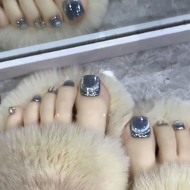 Nail Tips, Foot Nails, 24 Pieces, Glossy, Popular, Stylish, Foot Nail, Nail Seal, Reusable, Gel Nails, Foot Nails, Handmade, Cute, Nail Tips for Brides, Coming-of-Age Ceremonies, Parties, Foot Nails,