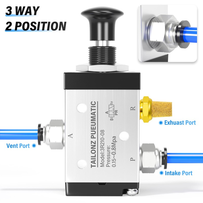 TAILONZ PNEUMATIC 1/4" BSP 3 Way 2 Postion Air Hand