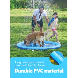 SLOOSH Non-Slip Splash Pad Sprinkler - Outdoor Water Toys Play Mat for Toddlers Kids Dogs, Outside Thickened Sprinkler Pool Party Durable Backyard Fountain for Girls Boys Pets Summer Fun (5ft, Blue)