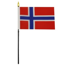 AZ FLAG NORWAY TABLE FLAG 4'' x 6'' - NORWEGIAN DESK FLAG 15 x 10 cm - golden spear top