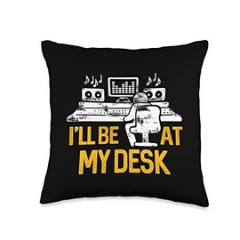 Sound Tech Ink I'll Be At My Desk Funny Sound Guy Studio Engineer Throw Pillow, 16x16, Multicolor