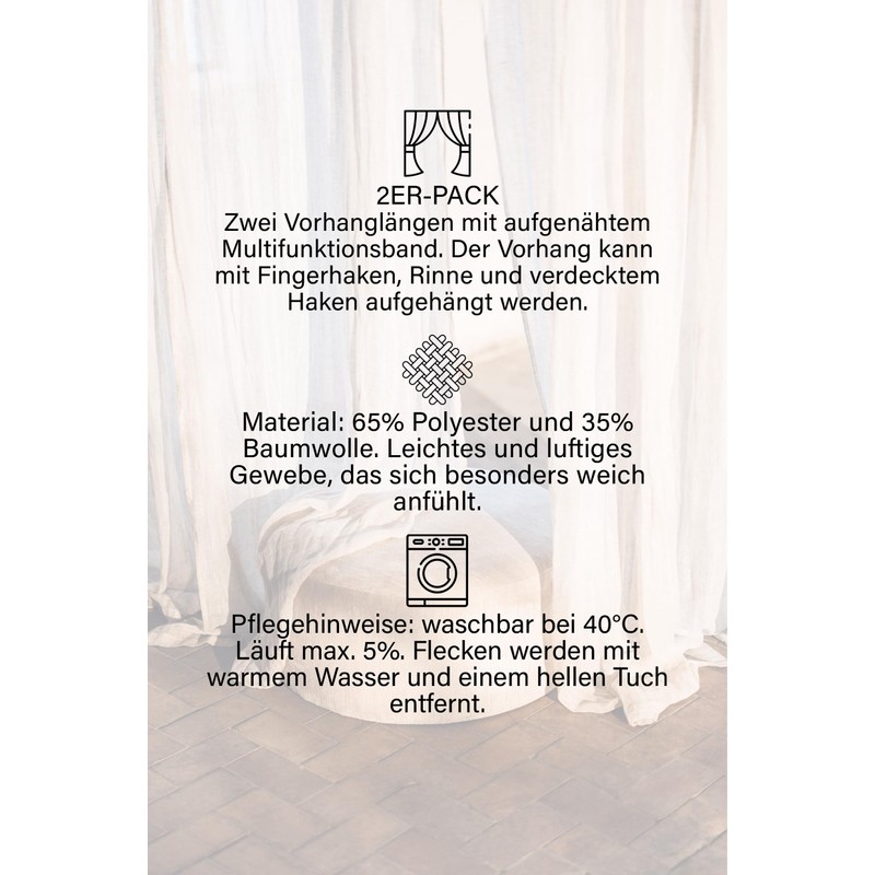Jotex Multi-Functional Curtain Layer Set of 2, Polyester/Cotton Blend, Oeko-Tex®