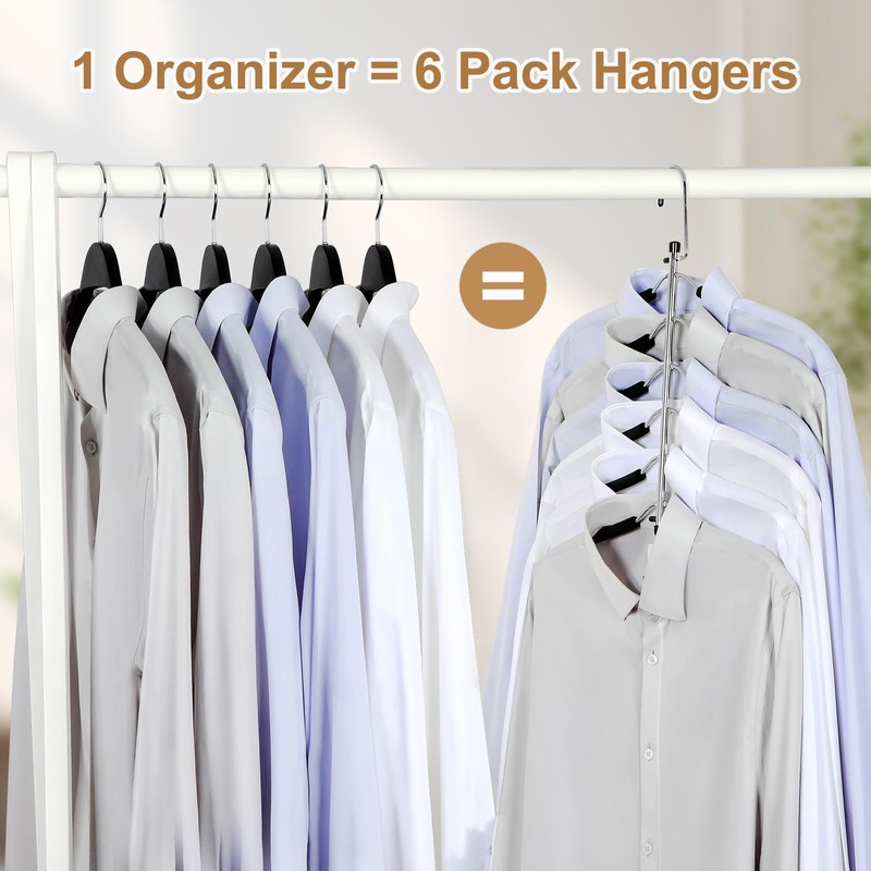 TOPIA HANGER Clothes Hanger Space Saving, 6 Tier Shirt Coat