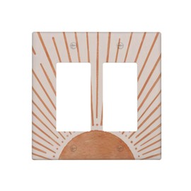 Yamxbfa 60s Orange Vinrage Boho Sun Mid Century Minimalist Abstract Sunrise Sunset Double Rocker/Decora Outlet Covers 2 Gang Light Switch Cover Decorative Gfci Wall Plate Electrical Switchplate