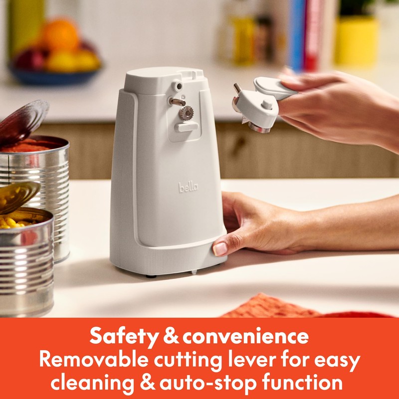 bella Electric Can Opener and Knife Sharpener, Removable Cutting Lever,