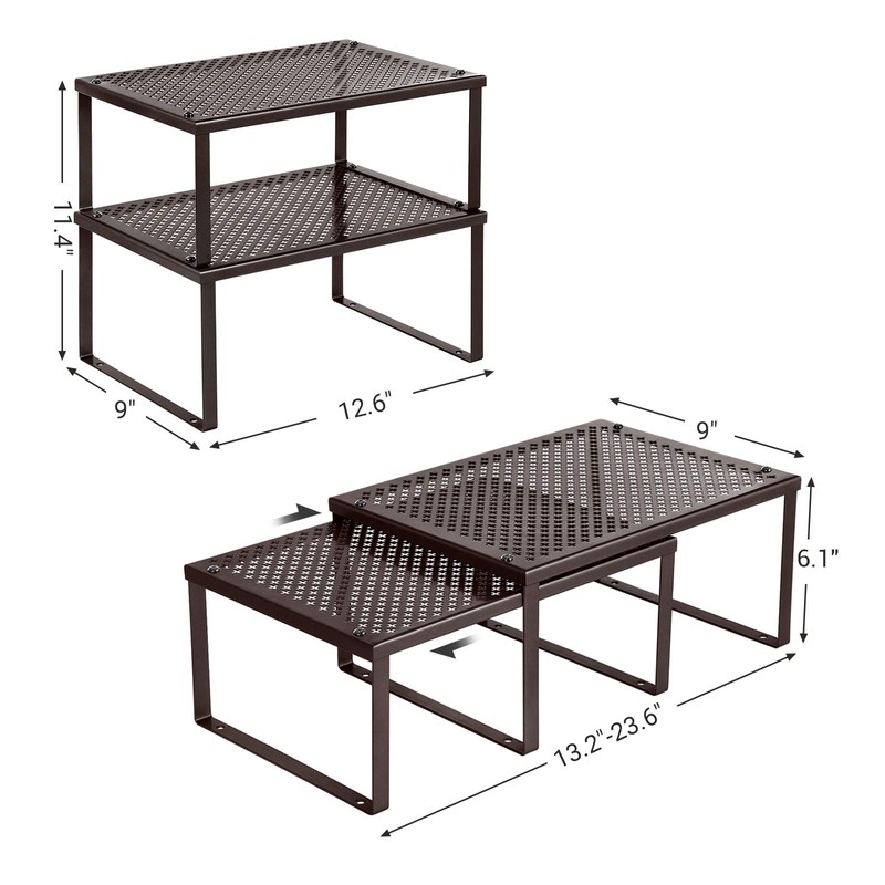 SONGMICS Cabinet Shelf Organizer, Stackable, Expandable, Set of 4 Metal