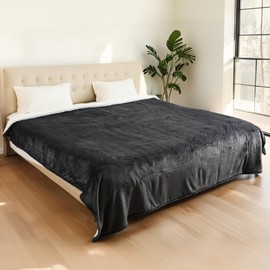 YUSTAL Electric Heated Blanket Queen Size 84x90 Inch - Super Soft Flannel Warm Blanket with10 Heat Levels, 1-12H Auto Shut Off Timer, Dual Controls, Machine Washable (Dark Grey)