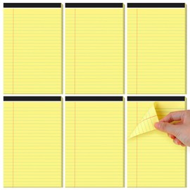 Utron 6 PCS Small Legal Pads 5x8 Yellow, Narrow Ruled Small Note Pads 5x8, Micro Perforated Writing Pad, College Ruled Legal Notepads 5x8 for Study, Office, To-Do Lists(30 Sheets/Small Notepad)