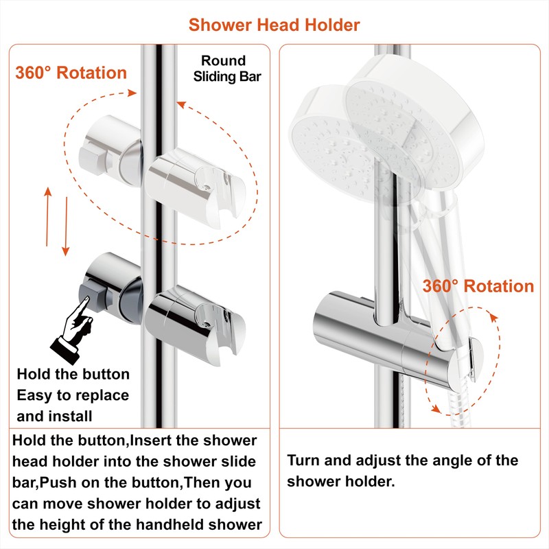Shower Slider bar 18 Inches with Adjustable Handheld Shower Head