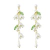 Fuvirou Flower Leaf Earring for Women White Lily Of The Valley Flower Dangle Long Tassel Earrings Summer Fairy Jewelry (White flower)