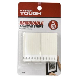 Unbranded Hyper Tough Removable Adhesive Strips, Large, Holds up to 5 lb., 12 Pair, White