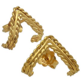 Handmade geschenk für Sie Ohrstecker 925 Sterling Silber Vergoldet Krallenohrstecker minimalistische Ohrstecker geometrische Huggie-Ohrringe hypoallergene V-förmige Ohrstecker Dreiecks ohrringe