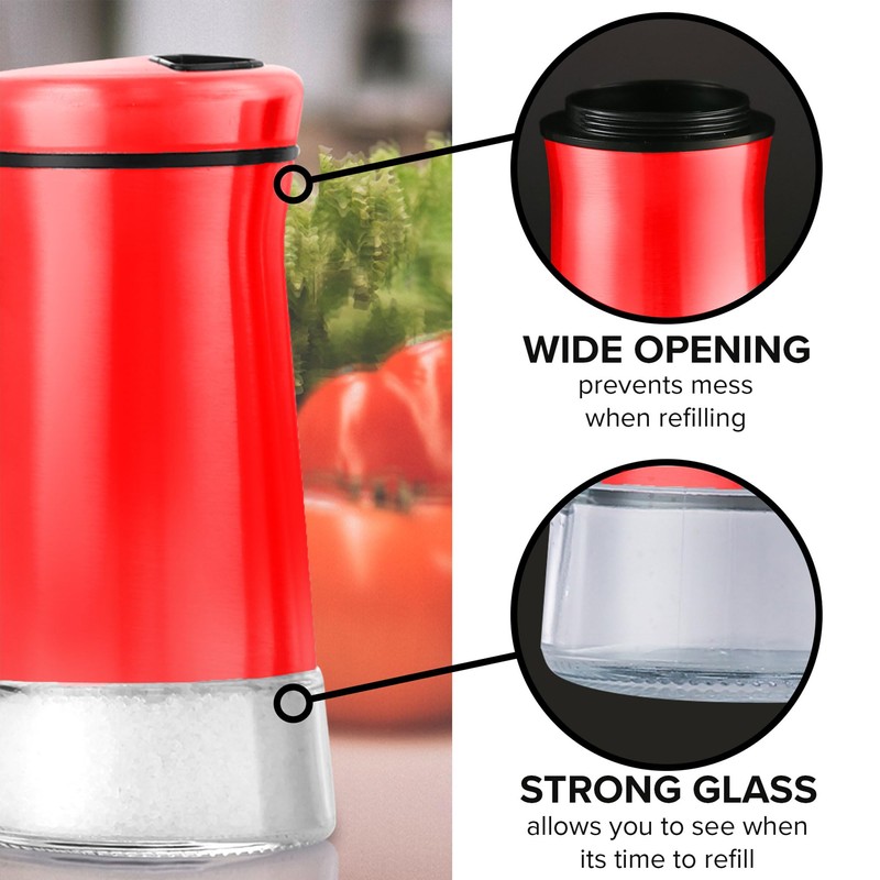 The Original Salt and Pepper Shakers set -Red- Spice Dispenser