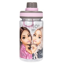 Depesche TOPModel My BFF 13413 Transparent Drinking Bottle in Pink / Grey with Model Print, Drinking Cap and Handle, Capacity Approx. 500 ml
