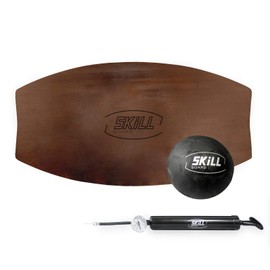 The Skill Board - Wooden Balance Board for Adults - Smooth Wobble Board for All Sports, Gym, Standing Desk - Balance Trainer with Fitness Ball, Ball Pump