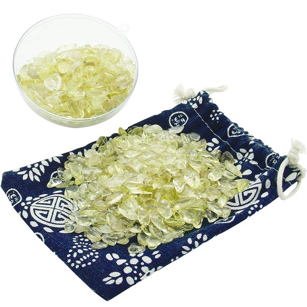 Orientrea 1.1lb Natural Crushed Citrine Quartz Lemon Quartz Tumbled Crystal