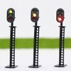 5pcs Model Railway 3-Light Block Signals G/Y/R HO Scale 6.8cm