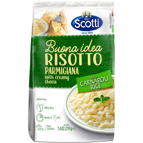 Parmesan Cheese, Riso Scotti, Carnaroli Rice,Ready Meal, Easy to Cook, Italian Seasoned Risotto, Easy Dinner Side Dish, Just Add Water and Heat, , 7.4 oz, 2-3 servings