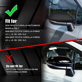 Black Left Driver Side Replacement Mirror Cover Cap Housing for 2020 2021 2022 2023 2024 2025 Toyota Corolla, Directly Replace Style, Not Sticker