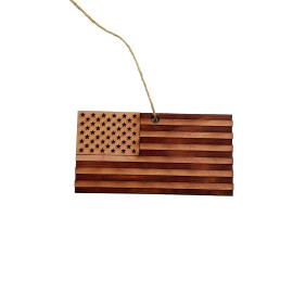 HipFlaskPlus American Flag - Cedar Ornament